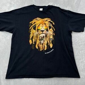 Yazbek Los Cabos Mexico Lion Dreadlocks Graphic T-Shirt Black 2XL Heavyweight